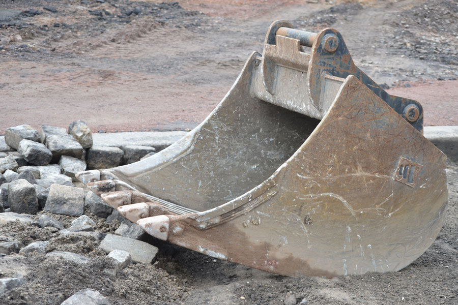 Nahaufnahme einer Baggerschaufel