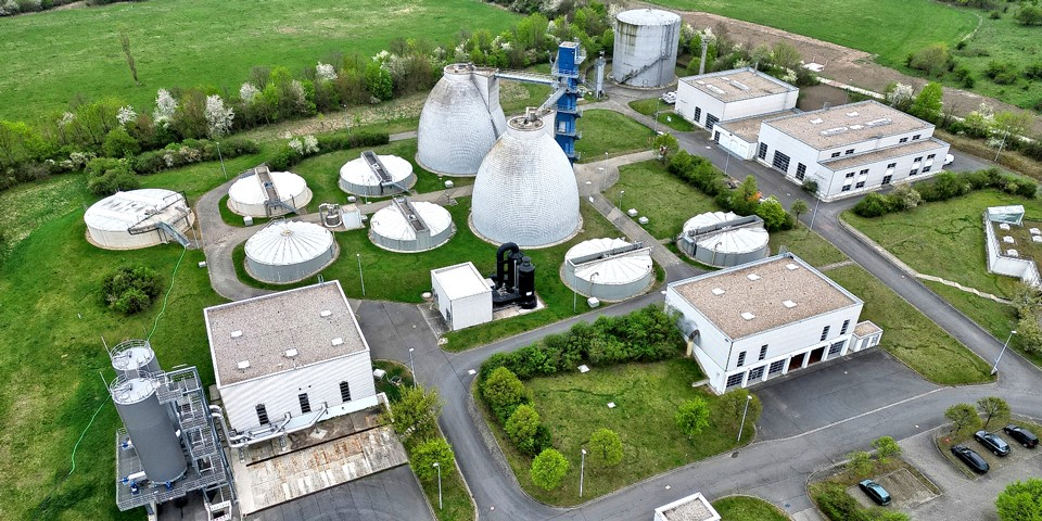 Luftbild der Kläranlage in Halle-Nord