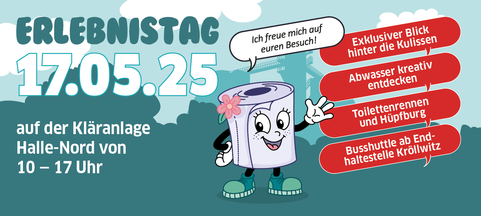 Kommen Sie am 17. Mai 2025 zum Tag der offenen Tür auf unsere Kläranlage.