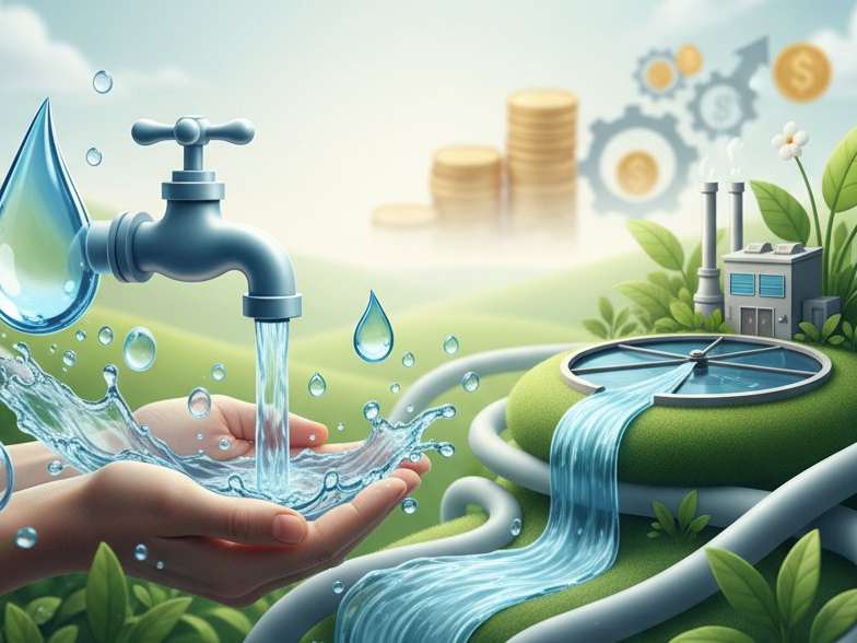 Trinkwasser läuft auf Hand.