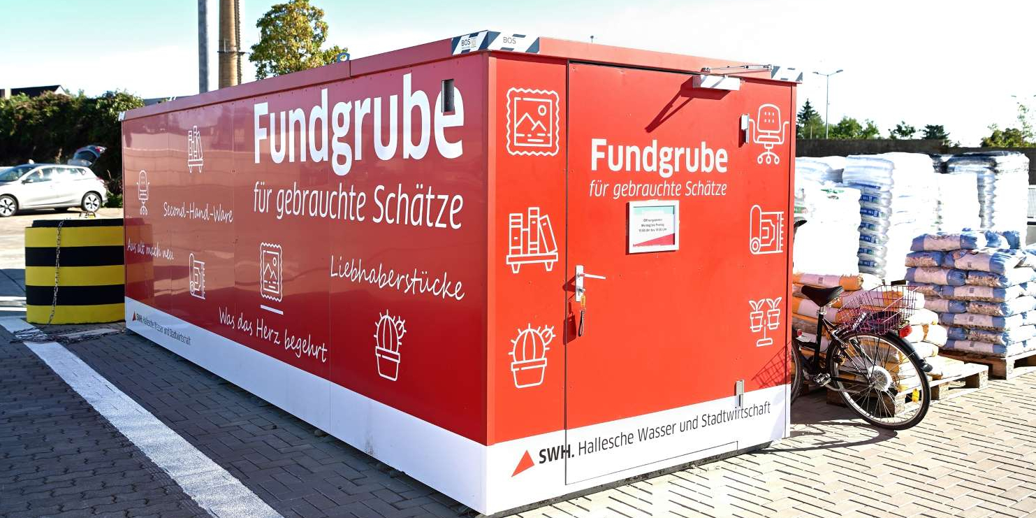 Container als Verkaufsfläche für Second-Hand-Ware.